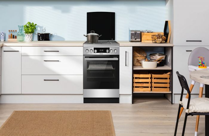 Плита Hansa комбінована, 65л, 50x60см, дисплей, конвекція, чавун, нерж