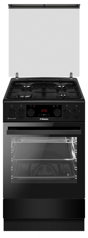 Плита Hansa комбінована, 65л, 50x60см, дисплей, конвекція, чавун, чорний