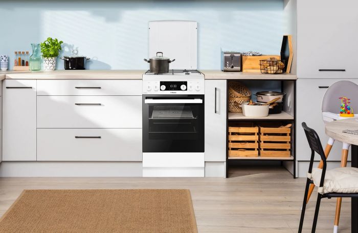 Плита Hansa комбінована, 65л, 50x60см, дисплей, конвекція, чавун, білий