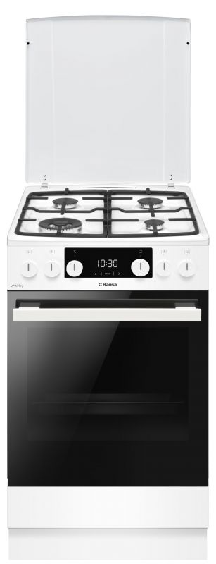 Плита Hansa комбінована, 65л, 50x60см, дисплей, конвекція, чавун, білий