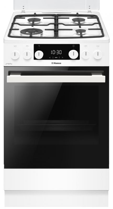 Плита Hansa комбінована, 65л, 50x60см, дисплей, конвекція, чавун, білий
