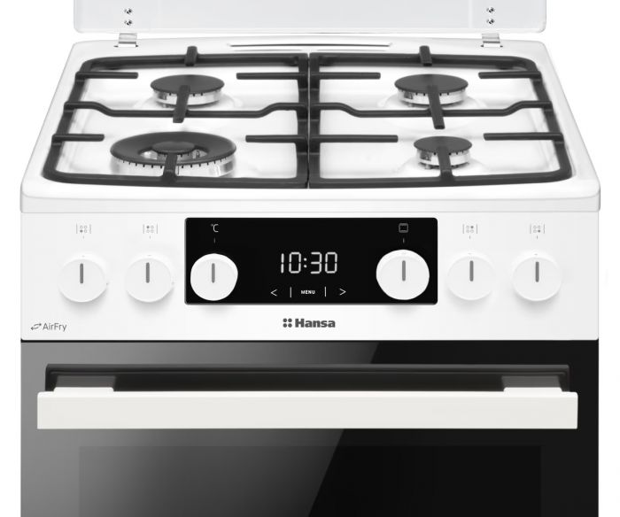 Плита Hansa комбінована, 65л, 50x60см, дисплей, конвекція, чавун, білий