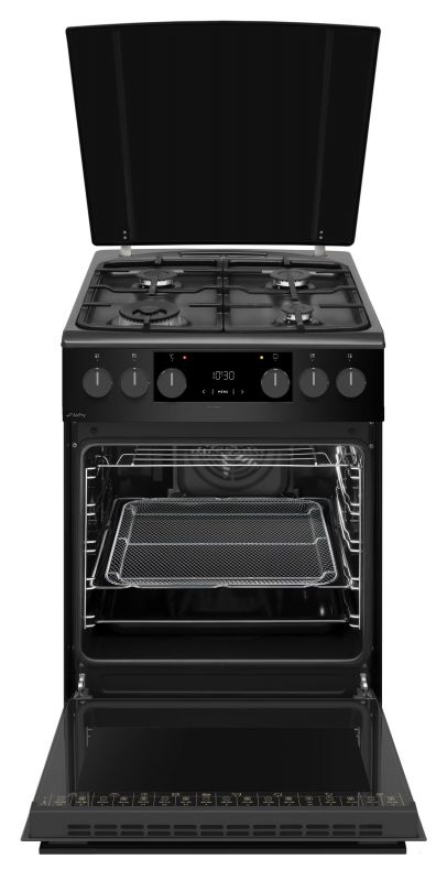 Плита Hansa комбінована, 65л, 50x60см, дисплей, конвекція, чавун, чорний