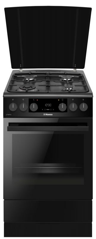 Плита Hansa комбінована, 65л, 50x60см, дисплей, конвекція, чавун, чорний