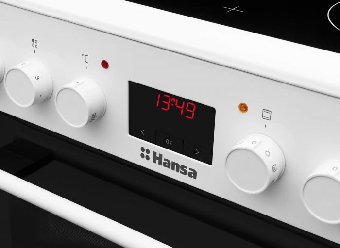Плита Hansa електрична склокерамічна, 65л, 50x60см, дисплей, конвекція, білий
