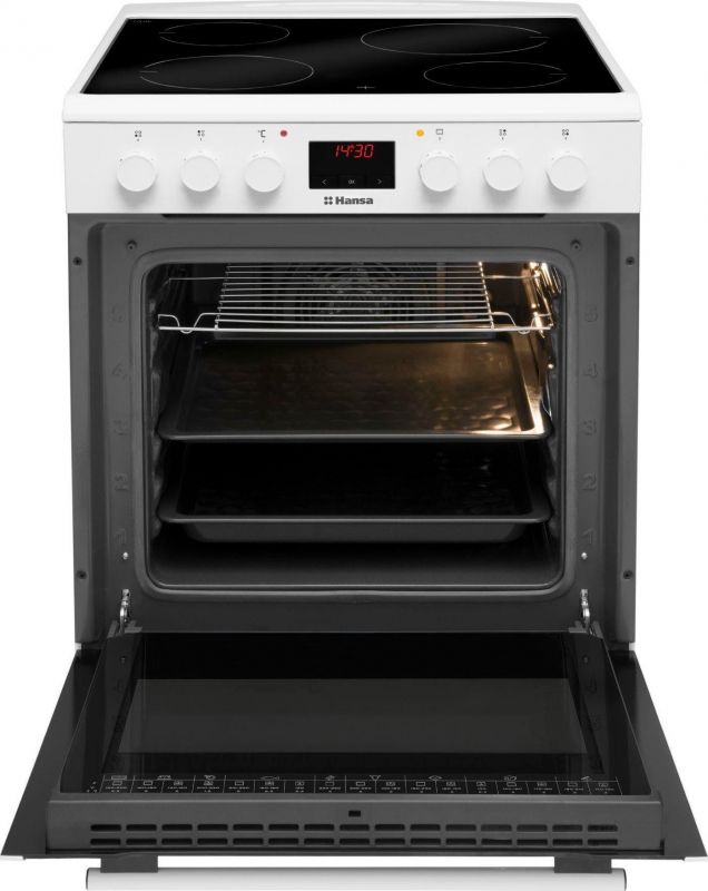 Плита Hansa електрична склокерамічна, 65л, 60x60см, дисплей, конвекція, білий