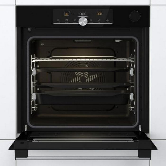 Духова шафа Gorenje електрична, 77л, A+, TouchFree, пара, дисплей, Wi-Fi керування, піроліз, готув. на різн рівнях, нерж