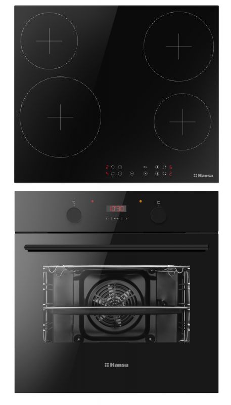 Комплект Hansa (духовка електрична + поверхня склокерамічна), чорний