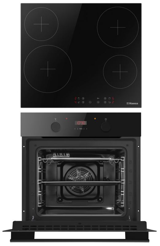 Комплект Hansa (духовка електрична + поверхня склокерамічна), чорний