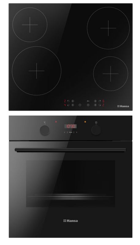 Комплект Hansa (духовка електрична + поверхня склокерамічна), чорний