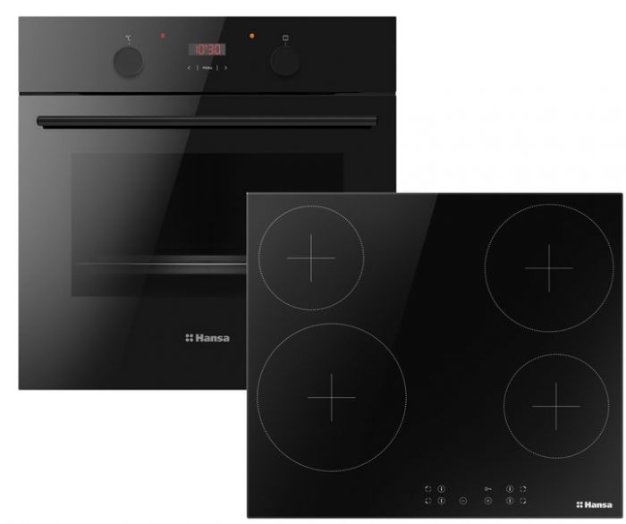 Комплект Hansa (духовка електрична + поверхня склокерамічна), чорний
