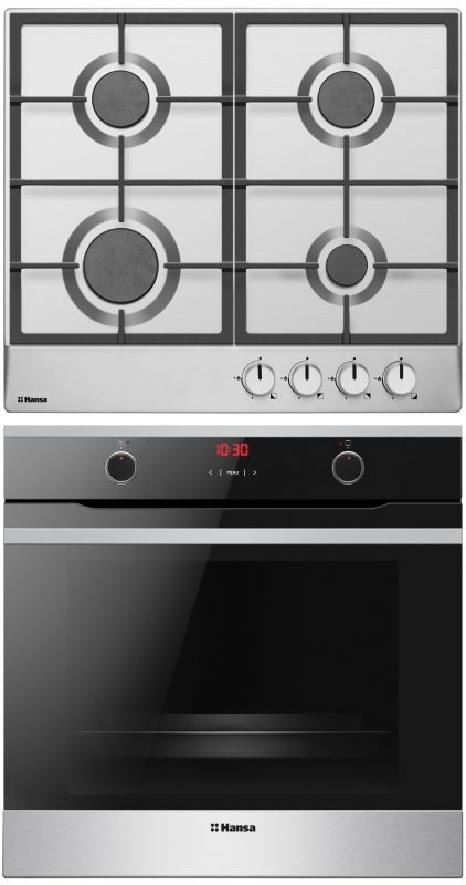 Комплект Hansa (духовка електрична + поверхня газова), чорний+нерж