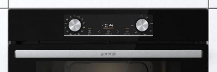 Духова шафа Gorenje електрична, 77л, A+, дисплей, ф-я без додавання жиру, чорний