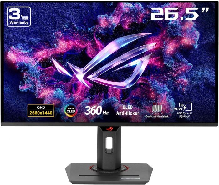 Монітор Asus 26.5" ROG Strix XG27ACDNG 2xHDMI, DP, USB-C, 3xUSB, OLED, 2560x1440, 360Hz, 0.03ms, DCI-P3 99%, AdaptiveSync, Pivot, HDR400