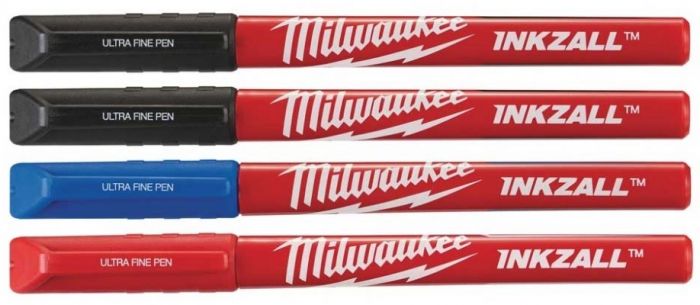 Маркер Milwaukee InkZAll набір 4 шт, синій/червоний/чорний 2шт
