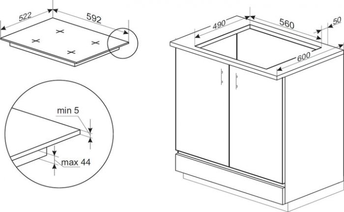 Варильна поверхня Hansa індукційна, 59,2см, розширена зона, чорний