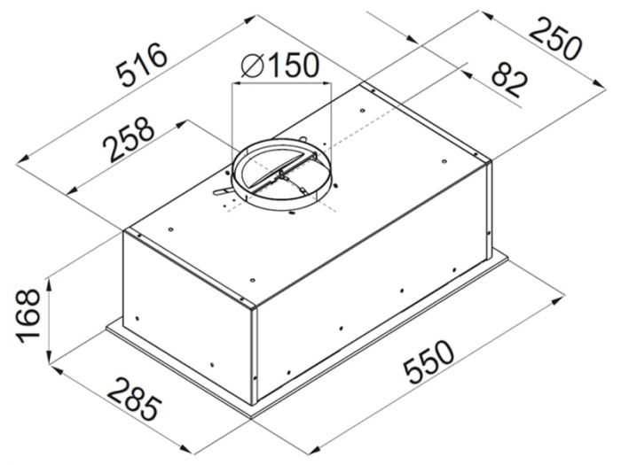 Витяжка Hansa вбудована, 55см, 280м3ч, чорний