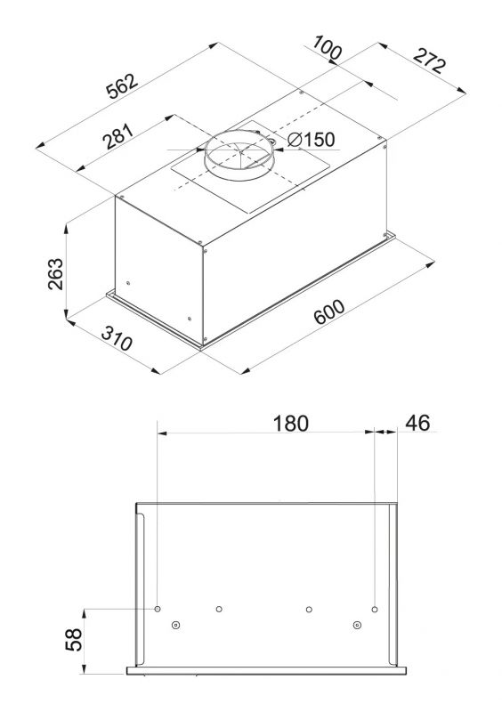Витяжка Hansa вбудована, 60см, 425м3ч, чорний