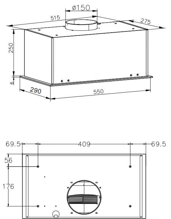Витяжка Hansa вбудована, 55см, 462м3ч, чорний