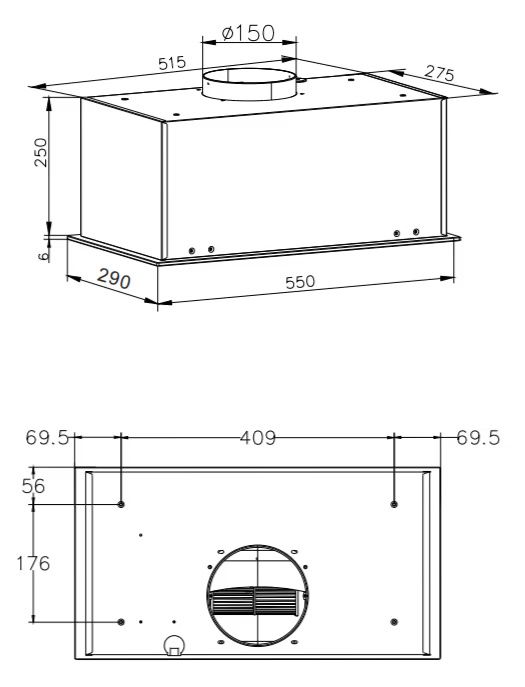 Витяжка Hansa вбудована, 55см, 790м3ч, білий