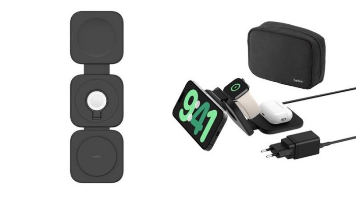 Зарядний пристрій бездротовий Belkin 3в1 Travel Pad Wireless Qi2 15Вт, чорний