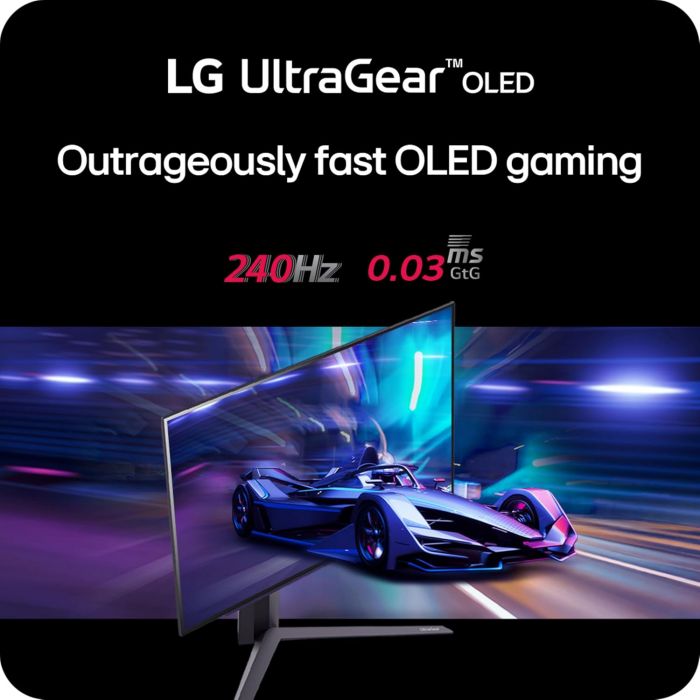 Монітор LG 27" 27GS95QE-B 2xHDMI, DP, USB, Audio, OLED, 2560x1440, 240Hz, 0.03ms, DCI-P3 98.5%, G-SYNC, FreeSync, AdaptiveSync, Pivot, DisplayHDR TRUE BLACK 400