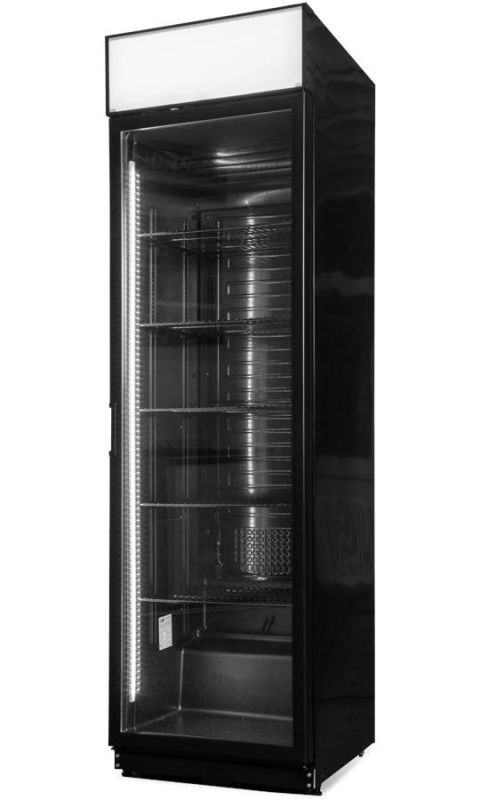 Холодильна вітрина Snaige, 202.5x60х60, 385л, полок - 5, зон - 1, бут-224, 1дв., ST, банер, чорний