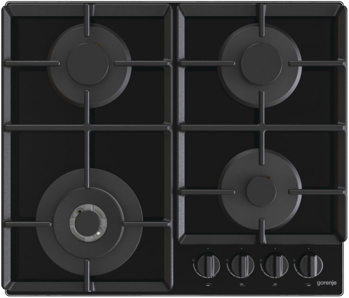 Варильна поверхня Gorenje газова на склі, 60см, чавун, чорний