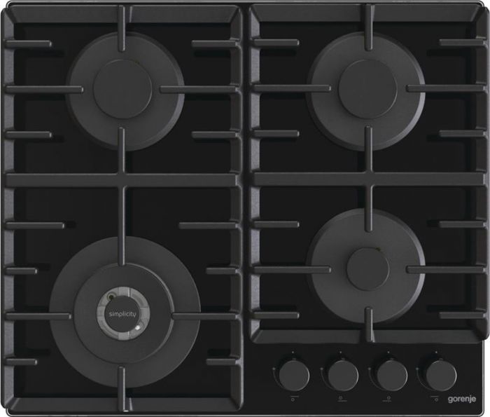 Варильна поверхня Gorenje газова на склі, 60см, чавун, чорний