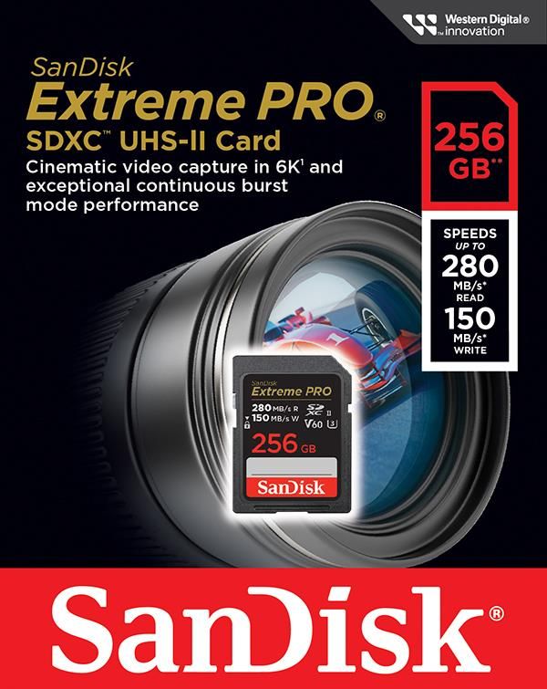 Карта пам'яті SanDisk SD  256GB C10 UHS-II U3 R280/W150MB/s Extreme Pro V60