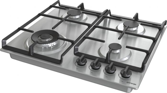Варильна поверхня Gorenje газова, 60см, чавун, конфорка Wok, нерж