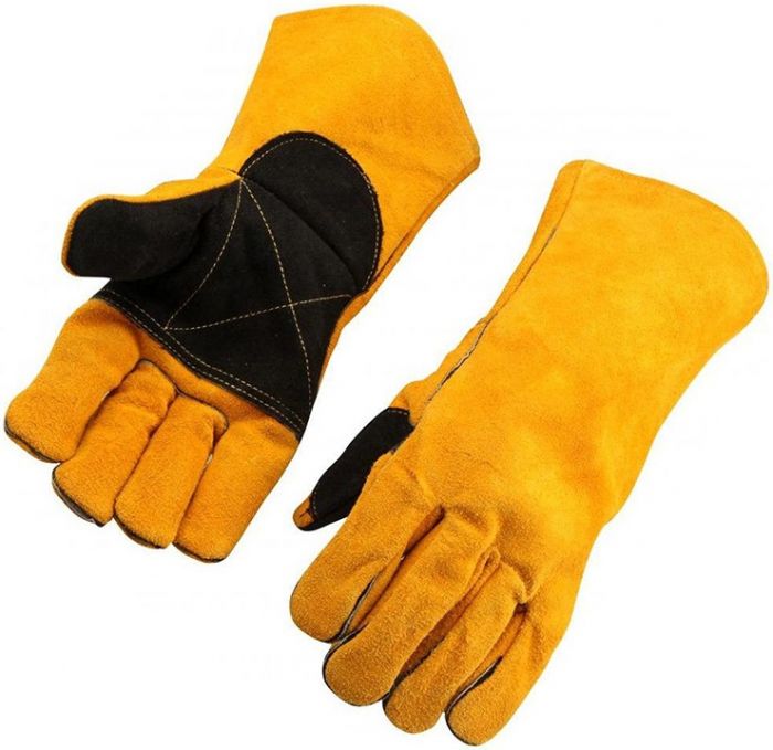 Рукавички зварювальника Tolsen, коров'яча шкіра, найвищий ступінь захисту від горіння та бризок металу, р.14, жовтий