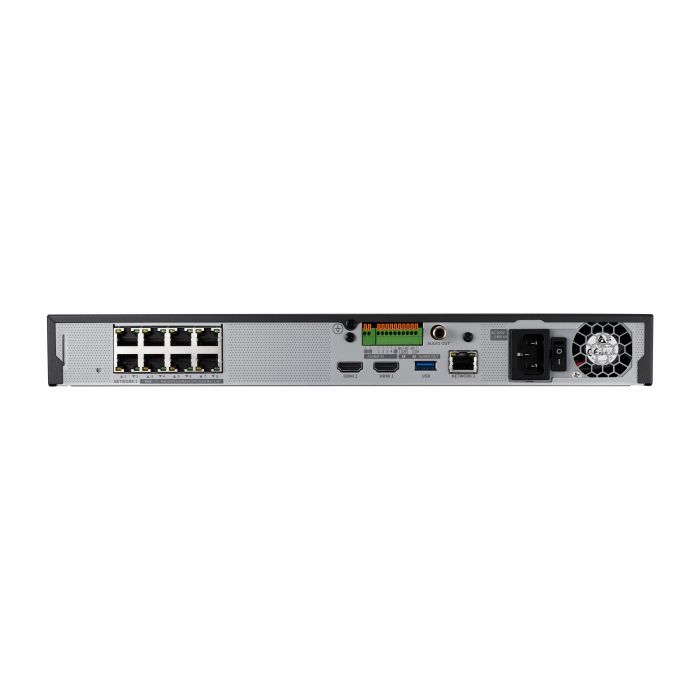 Відеореєстратор Hanwha XRN-815S, 8ch, 2HDD, 8PoE/PoE+, 12MP~CIF, P2P