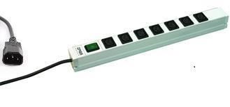 Пристрій розподілу електроживлення ZPAS 19", 1U, блок 7хС13, з індикатором, вилка С14