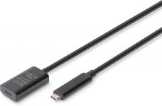 Подовжувач DIGITUS USB 3.2 Gen2 Active Cable 10G, C/M-C/F, 5м, чорний