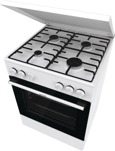 Плита Gorenje  газова, 72л, 60x60см, емальовані, з кришкою, білий