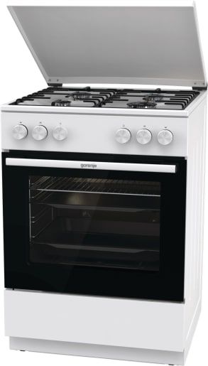 Плита Gorenje  газова, 72л, 60x60см, емальовані, з кришкою, білий
