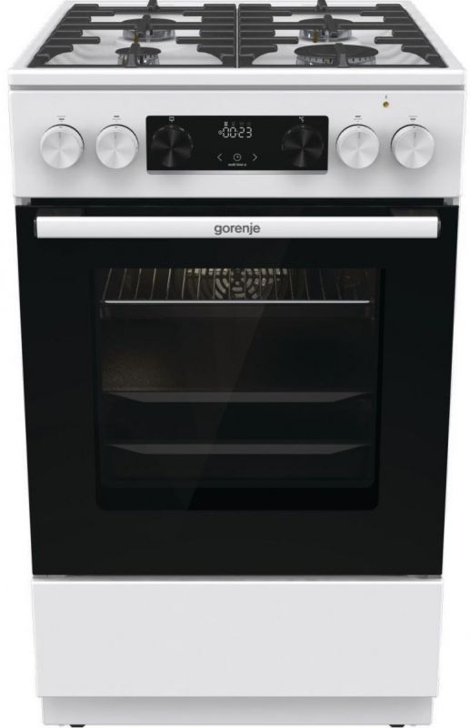 Плита Gorenje комбінована, 70л, 50x60см, дисплей, чавун, білий