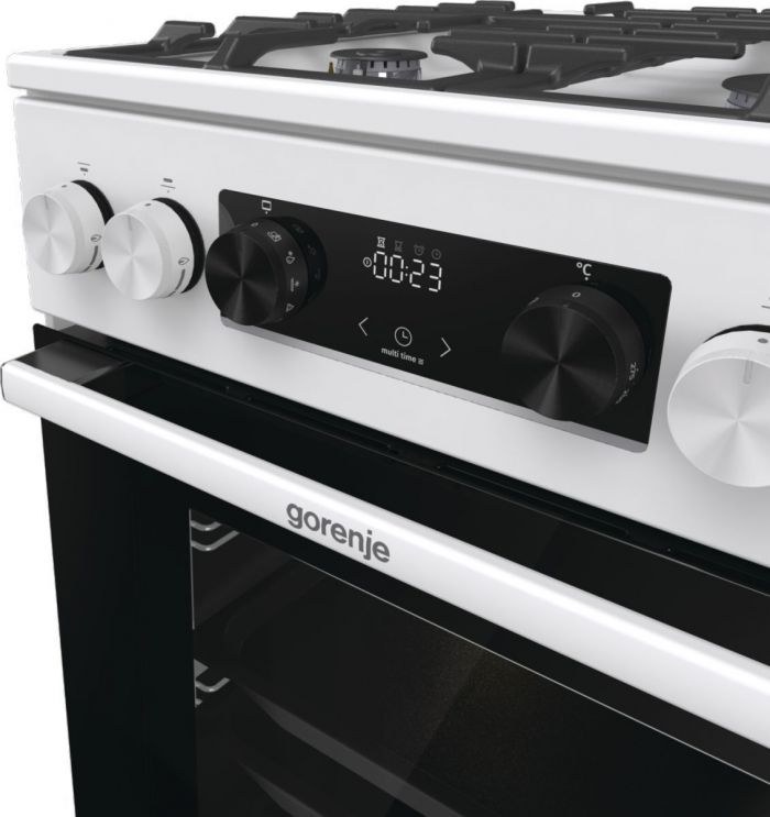 Плита Gorenje комбінована, 70л, 50x60см, дисплей, чавун, білий