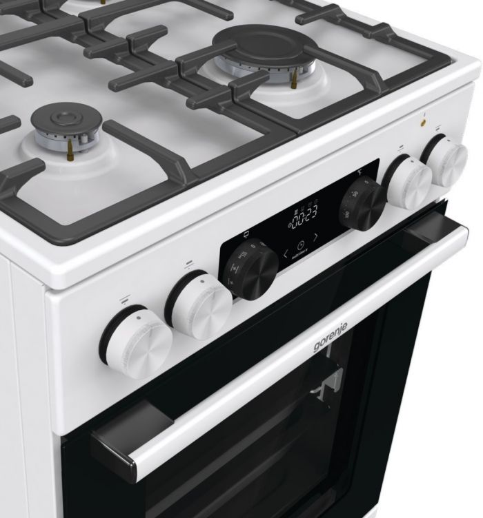 Плита Gorenje комбінована, 70л, 50x60см, дисплей, чавун, білий