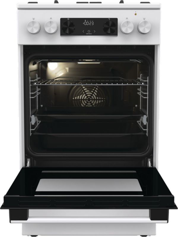 Плита Gorenje комбінована, 70л, 50x60см, дисплей, чавун, білий