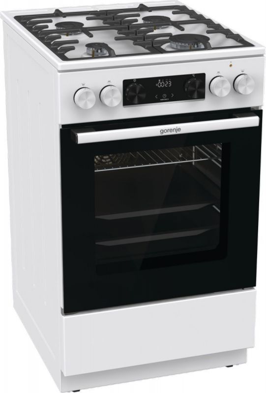 Плита Gorenje комбінована, 70л, 50x60см, дисплей, чавун, білий
