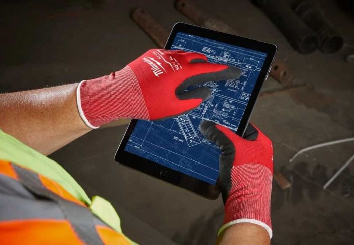 Рукавички робочі Milwaukee, нітрилове покриття, smartswipe, р.10, червоно чорні, 12шт