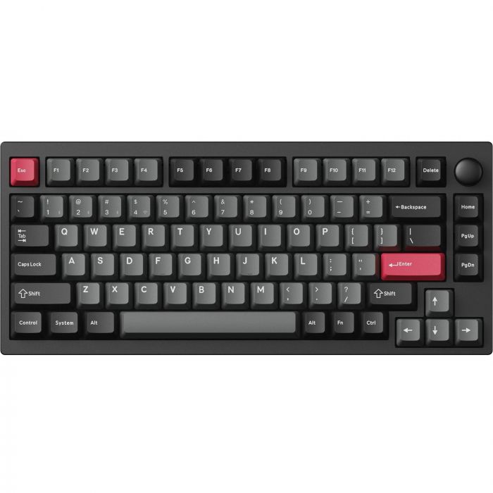Клавіатура механічна Lemokey  P1 Pro 84Key, Keychron Super Red, WL/BT/USB-A, QMK/VIA, Hot-Swap, EN/UKR, RGB,  Knob, Carbon Black