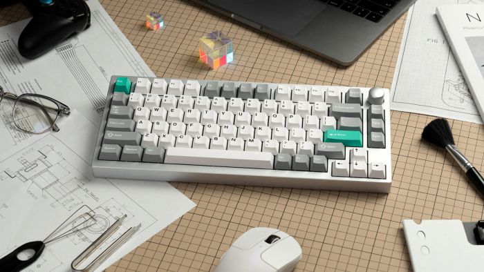 Клавіатура механічна Lemokey  P1 Pro 84Key, Keychron Super Red, WL/BT/USB-A, QMK/VIA, Hot-Swap, EN/UKR, RGB,  Knob, Space Silver