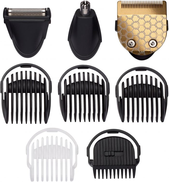 Набір для стрижки Babyliss, для бороди, вусів, голови, носа і тіла, акум., вібраційний мотор, насадок-8, чохол, сталь, сірий