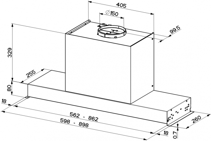 Витяжка Faber Т-подібна, 90см, 1219м.куб/год, Ultra Slim X Kl A90, нерж