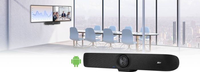 Відеотермінал Aver VB370A, Android 13, 4.5x Optical Zoom, 2 об'єктива 4K, PTZ, 14х Uni-mic, радіус дії 10 м, динаміки 2 х 6 Вт, Zoom Rooms, Dual Screen, чорний