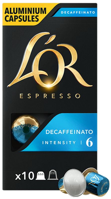 Кава L`OR капсули  Espresso Decaffeinato, 100% арабіка, 10шт, Nespresso, без кофеїну