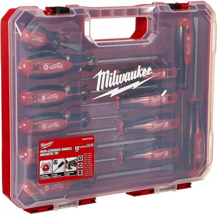 Викрутки Milwaukee набір 12шт, магнітні, SL,PH,PZ, кейс